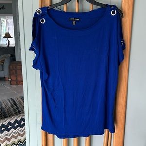 Cable & Gauge Womens (L) Cold Shoulder Grommet Detail Top